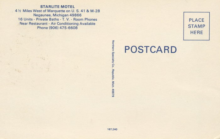 Tall Pines Motel (Starlite Motel) - Vintage Postcard